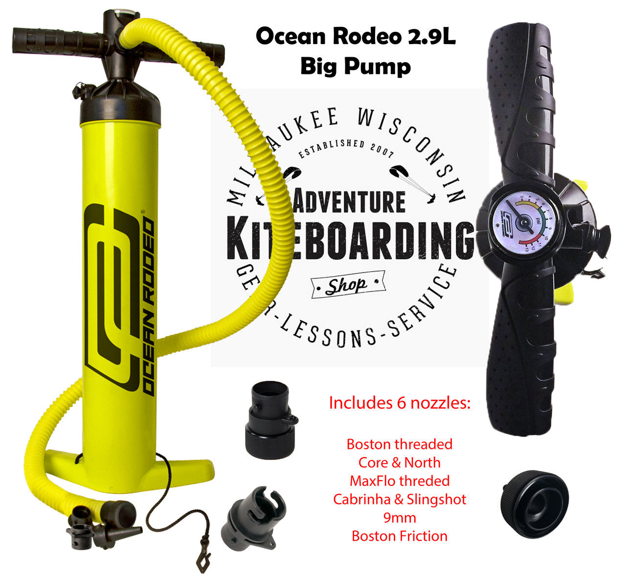 Ocean Rodeo Monster Size Pump with Gauge & Adapters